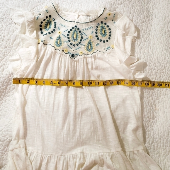 LUCKY Brand Top Womens Medium Embroidered‎ Mesh Top Ruffle Sleeves   Boho New - Picture 8 of 11